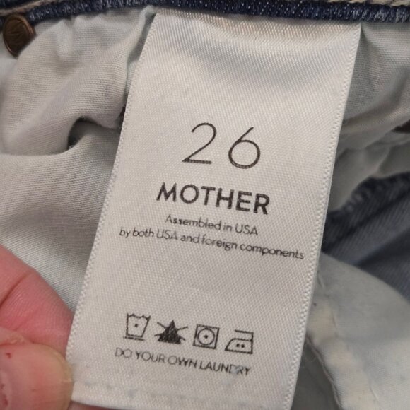 MOTHER Size 26 The Weekend Fray Hem Flare Jeans in Groovin Wash Women's - Picture 5 of 15